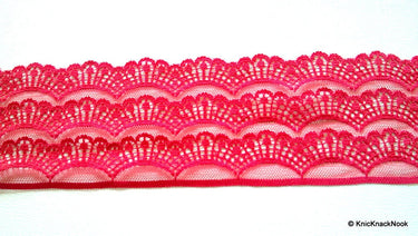 Wholesale Maroon Scallop Net Lace Trim Ribbon 82mm wide, Decorative Trim, Crafting Lace Ribbon